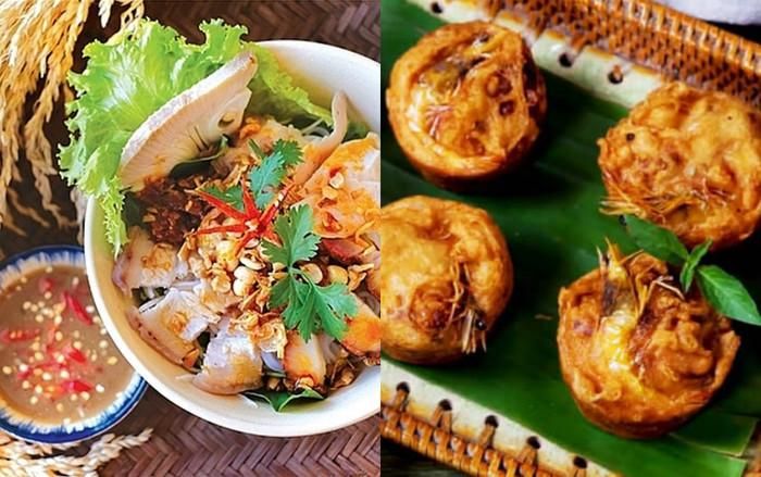 Bún mắm nêm và bánh cống.