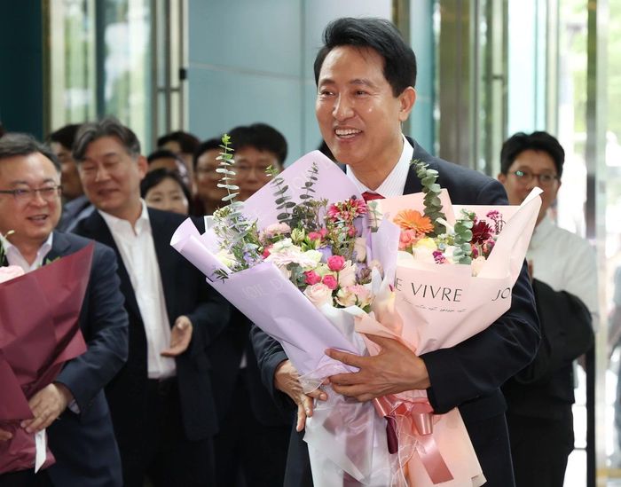 Ông Oh Se-hoon thuộc Đảng Quyền lực Nhân dân (PPP) đối lập tái đắc cử chức Thị trưởng Seoul. Ảnh: Yonhap.