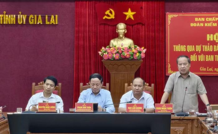 Phó Bí thư Tỉnh ủy, Trưởng đoàn Đại biểu Quốc hội tỉnh Châu Ngọc Tuấn tham gia ý kiến vào dự thảo báo cáo kết quả giám sát. Ảnh: Dũng Nhân 