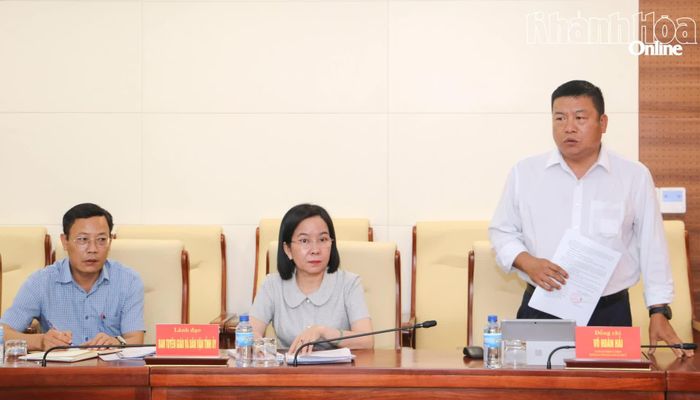 Đồng chí Võ Hoàn Hải phát biểu tại buổi làm việc.