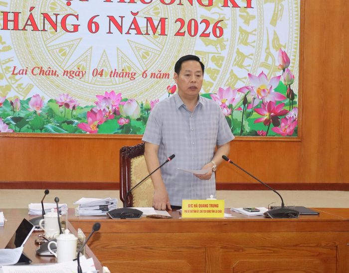 Đồng chí Hà Quang Trung - Phó Bí thư Tỉnh ủy, Chủ tịch UBND tỉnh phát biểu kết luận phiên họp.