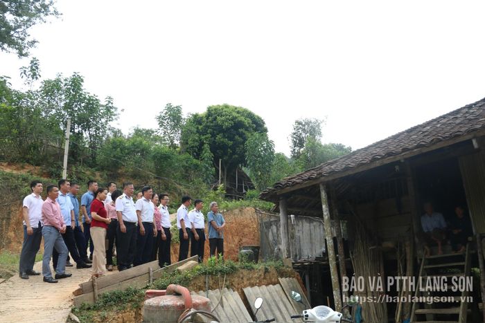 Đoàn công tác khảo sát thực tế tại gia đình bà Đàm Thị Thỏ