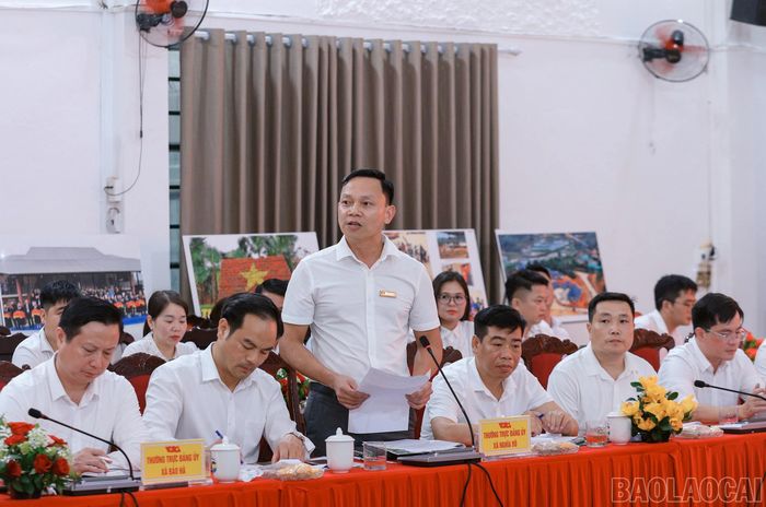 Lãnh đạo xã Nghĩa Đô phát biểu tại buổi làm việc.