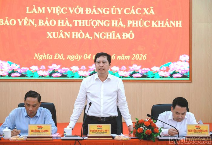 Bí thư Tỉnh ủy Dương Quốc Huy phát biểu kết luận buổi làm việc.