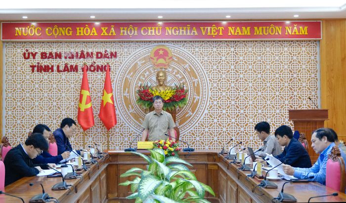 Đồng chí Nguyễn Hồng Hải, Ủy viên Ban Thường vụ Tỉnh ủy, Phó Chủ tịch UBND tỉnh Lâm Đồng phát biểu kết luận buổi làm việc