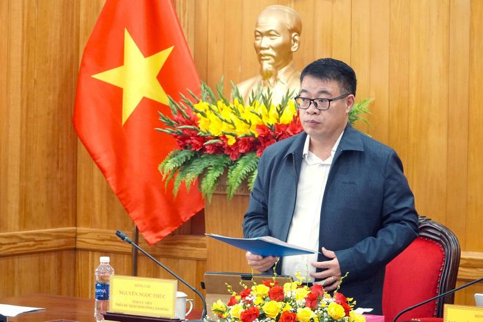 Đồng chí Nguyễn Ngọc Phúc, Tỉnh ủy viên, Phó Chủ tịch UBND tỉnh phát biểu tại buổi làm việc