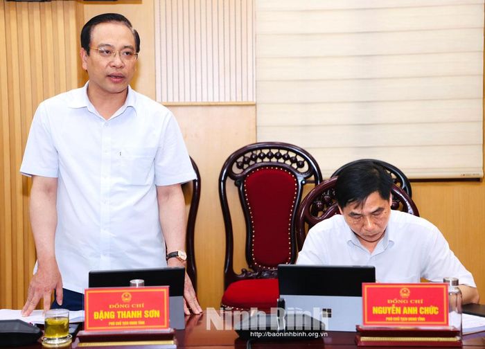 Đồng chí Đặng Thanh Sơn, Ủy viên Ban Thường vụ Tỉnh ủy, Phó Chủ tịch UBND tỉnh phát biểu tại hội nghị.