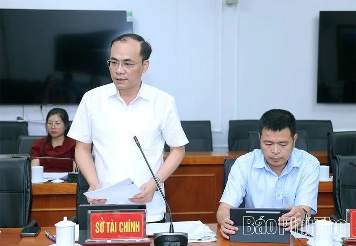 Lãnh đạo Sở Tài chính phát biểu tại hội nghị.