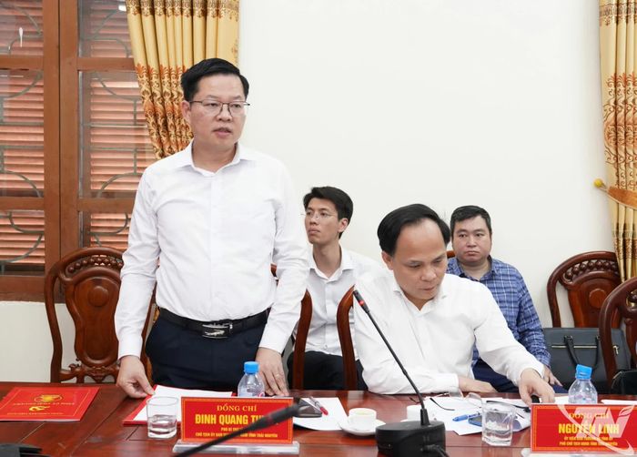 Đồng chí Phó Bí thư Tỉnh ủy Đinh Quang Tuyên phát biểu.