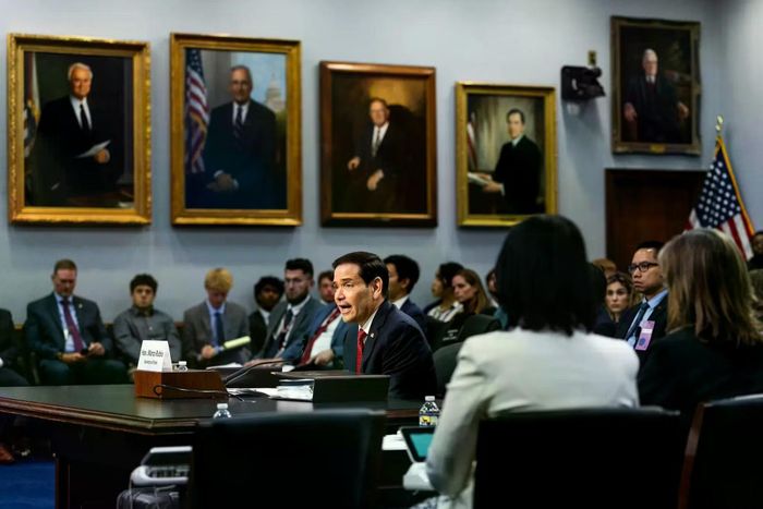 Ngoại trưởng Mỹ Marco Rubio phát biểu ngày 3/6 trước quốc hội Mỹ. Ảnh: NYTimes