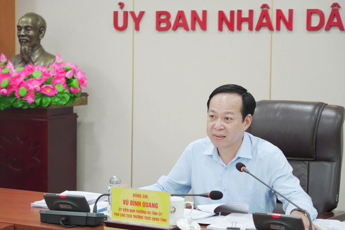 Phó Chủ tịch Thường trực UBND tỉnh Vũ Đình Quang phát biểu kết luận.
