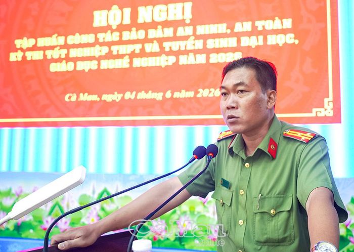 Thượng tá Nguyễn Trường Sang, Phó Trưởng phòng An ninh chính trị nội bộ, quán triệt Kế hoạch đảm bảo an ninh, an toàn kỳ thi.