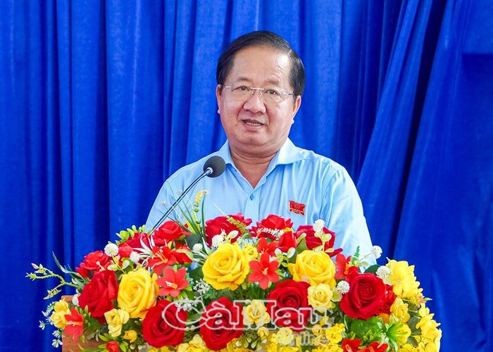  Đồng chí Lê Thanh Triều, Ủy viên Ban Thường vụ Tỉnh ủy, Phó Chủ tịch Thường trực Ủy ban MTTQ Việt Nam tỉnh Cà Mau, phát biểu kết luận, ghi nhận các ý kiến, kiến nghị của cử tri.