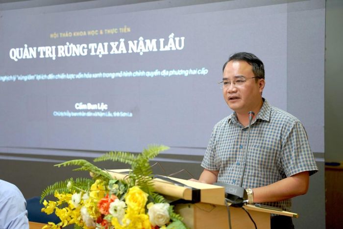 Ông Cầm Bun Lộc, Chủ tịch UBND xã Nậm Lầu, tỉnh Sơn La trình bày những khó khăn từ cơ sở khi áp lực sinh kế, đặc biệt là phát triển cây cà phê, đang tác động trực tiếp đến công tác bảo vệ rừng.