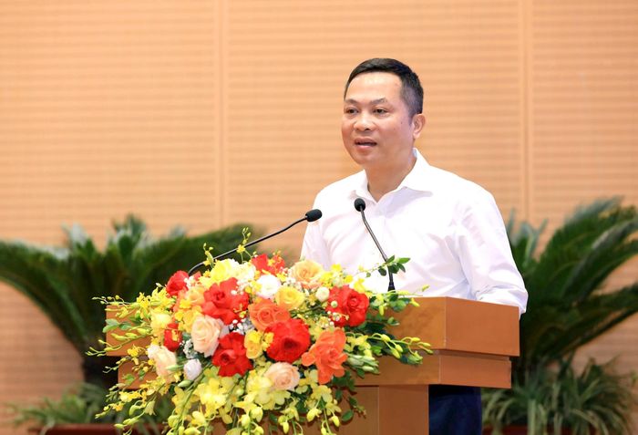 Tổng Giám đốc Cổng thông tin điện tử Chính phủ Nguyễn Hồng Sâm phát biểu. Ảnh: Đình Hiệp