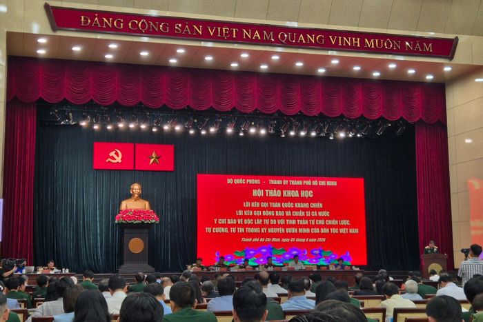  Hội thảo khoa học do Bộ Quốc phòng phối hợp với Thành ủy TP.HCM tổ chức vào sáng 5/6. Ảnh: Đức An. 