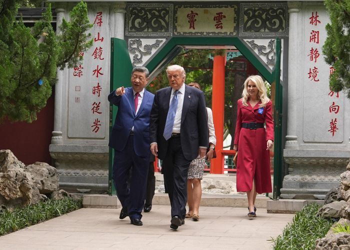  Chủ tịch Trung Quốc Tập Cận Bình và Tổng thống Mỹ Donald Trump trong chuyến công du Trung Quốc của ông Trump từ ngày 13-15/5. Ảnh: Reuters.