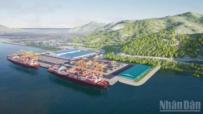 Phác thảo tổ hợp LNG Cà Ná được đầu tư đồng bộ với bồn chứa LNG dung tích 220.000m³, hệ thống kho cảng tái hóa khí công suất 1,2 triệu tấn/năm cùng tuyến đê chắn sóng dài 2.400m.
