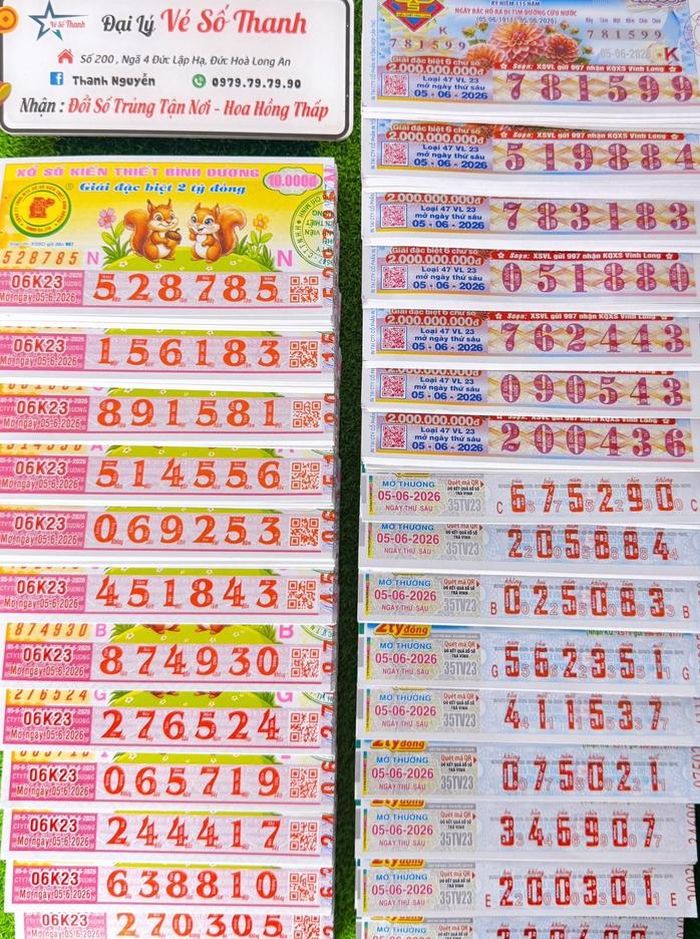 Xổ số miền Nam ngày 5-6 sẽ mở thưởng đối với vé số của 3 đài Vĩnh Long, Trà Vinh và Bình Dương. Ảnh: ĐLVS Thanh