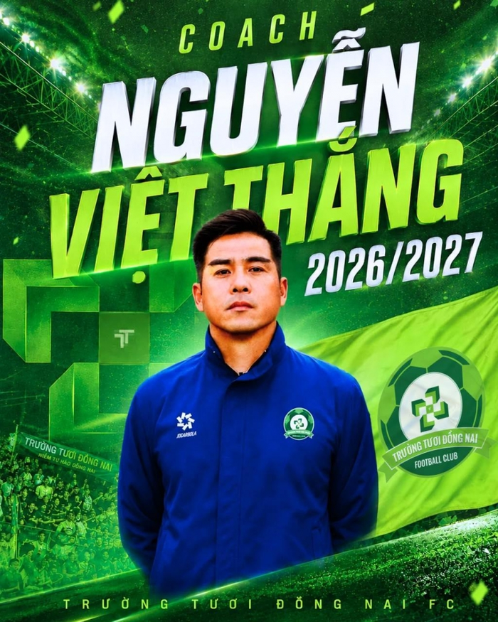 HLV Việt Thắng tiếp tục được Trường tươi Đồng Nai đặt niềm tin sau chức vô địch hạng Nhất. Ảnh: CLB Trường tươi Đồng Nai 