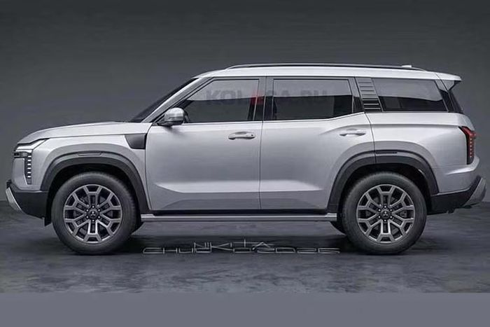 Trong khi thiết kế lưới tản nhiệt nhiều nan song song đồng bộ với cụm đèn xếp dọc tạo nên tổng thể cứng cáp và mạnh mẽ. Thân xe với hốc bánh vuông vức, bánh xe lớn 18-19 inch cùng họa tiết đặc trưng, kết hợp các trụ sơn đen tạo hiệu ứng mui nổi.