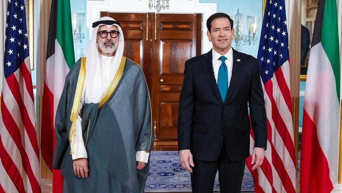 Ngoại trưởng Mỹ Marco Rubio (phải) và Ngoại trưởng Kuwait Sheikh Jarrah Jaber al-Ahmad al-Sabah. Ảnh: X/@SecRubio
