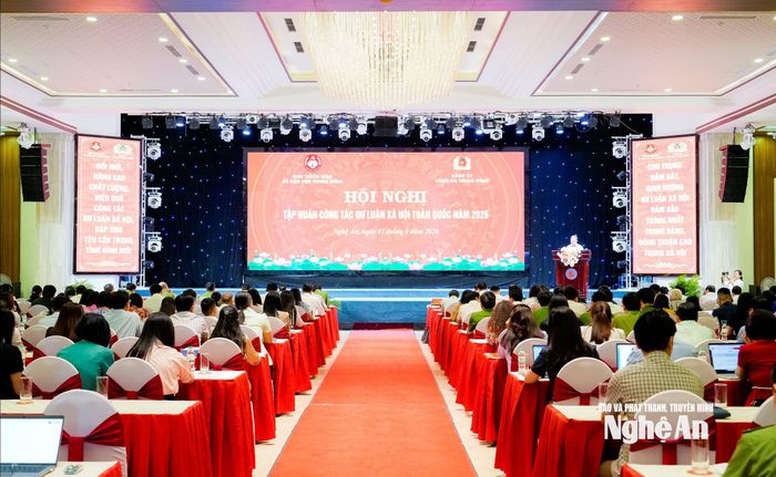 Toàn cảnh hội nghị tập huấn công tác dư luận xã hội toàn quốc năm 2026. Ảnh: Phạm Bằng