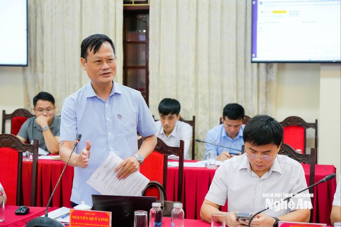 Đồng chí Nguyễn Quý Linh - Ủy viên Ban Chấp hành Đảng bộ tỉnh, Giám đốc Sở Khoa học và Công nghệ phát biểu tại hội nghị. Ảnh: TL