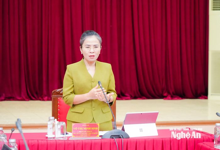 Phó Bí thư Tỉnh ủy Võ Thị Minh Sinh kết luận hội nghị. Ảnh: TL