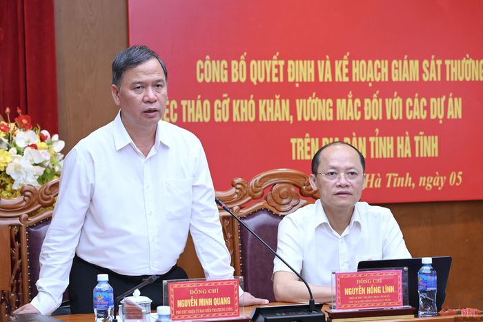 Đồng chí Nguyễn Minh Quang - Phó Chủ nhiệm UBKT Trung ương phát biểu chỉ đạo.