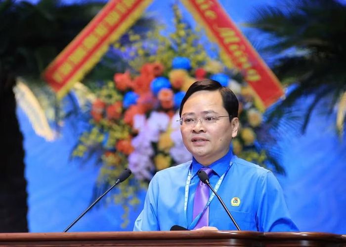 Ông Nguyễn Anh Tuấn, Chủ tịch Tổng Liên đoàn Lao động Việt Nam khẳng định Đại hội đã hoàn thành toàn bộ nội dung chương trình đề ra. (Ảnh: PV/Vietnam+)