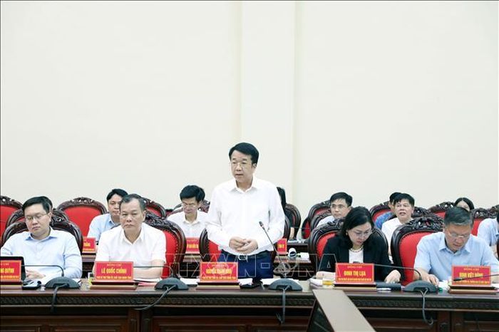 Chủ tịch UBND tỉnh Ninh Bình Nguyễn Thanh Bình phát biểu tại hội nghị. Ảnh: Đại Nghĩa/TTXVN