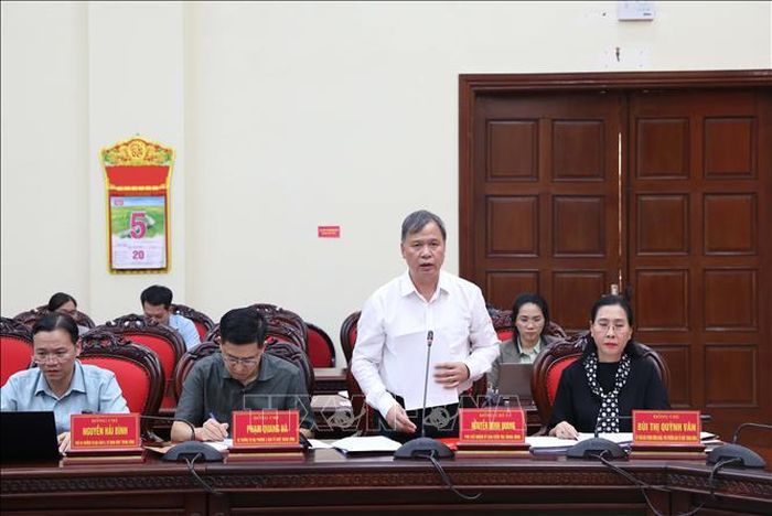 Đồng chí Nguyễn Minh Quang, Phó Chủ nhiệm Ủy ban Kiểm tra Trung ương phát biểu tại hội nghị. Ảnh: Đại Nghĩa/TTXVN