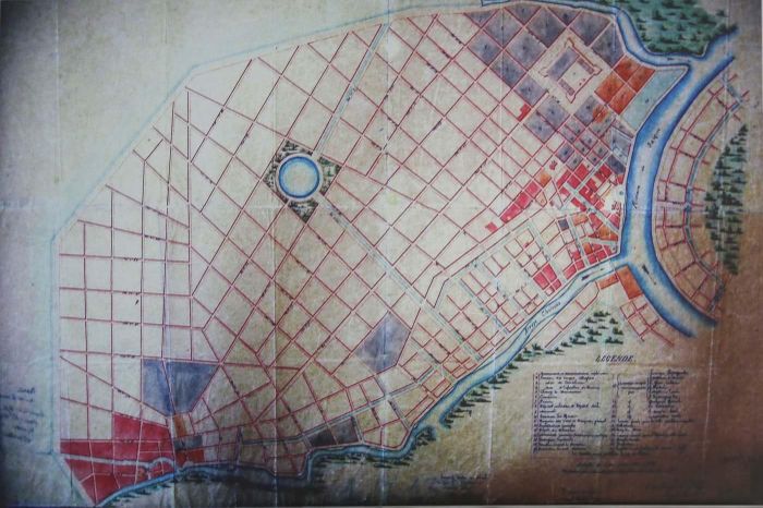 Bản đồ năm 1862, thể hiện ranh giới Sài Gòn lúc này, bao gồm chủ yếu nơi đã có đông dân cư. Ảnh: Tư liệu.