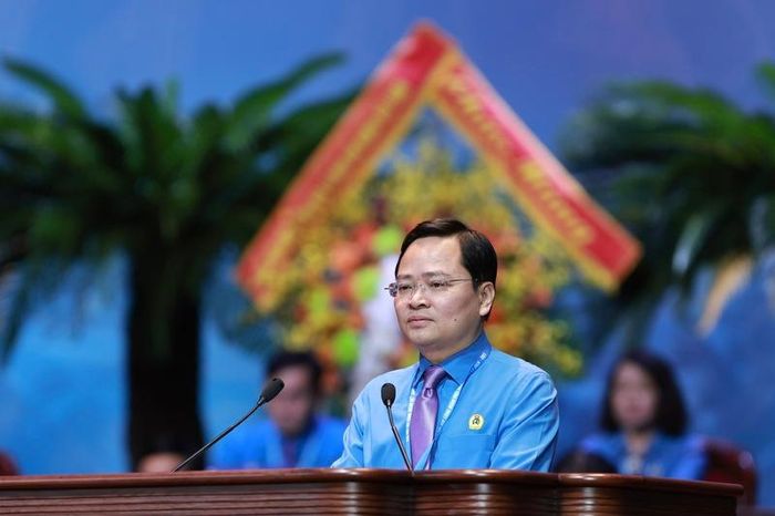Ông Nguyễn Anh Tuấn - Ủy viên Trung ương Đảng, Chủ tịch Tổng Liên đoàn Lao động Việt Nam khóa XIII tái đắc cử Chủ tịch Tổng Liên đoàn Lao động Việt Nam khóa XIV. Ảnh: Nguyễn Hải