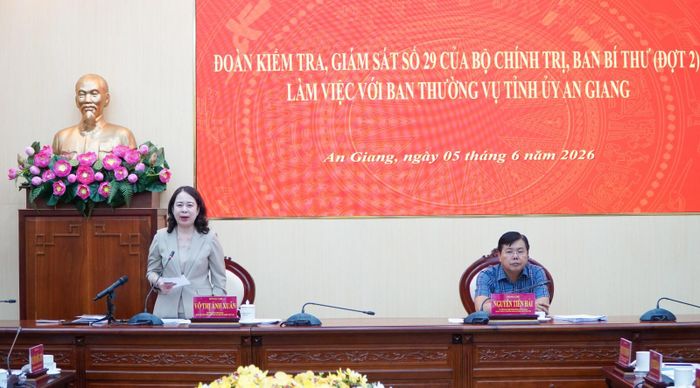 Bí thư Trung ương Đảng, Phó Chủ tịch nước Võ Thị Ánh Xuân phát biểu tại buổi làm việc.