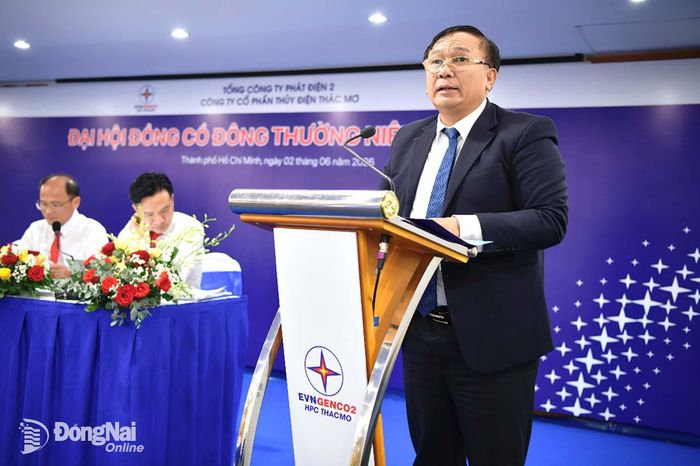Ông Trần Phú Thái – Chủ tịch Hội đồng quản trị EVNGENCO2 phát biểu chỉ đạo tại Đại hội. Ảnh: Mỹ Phương