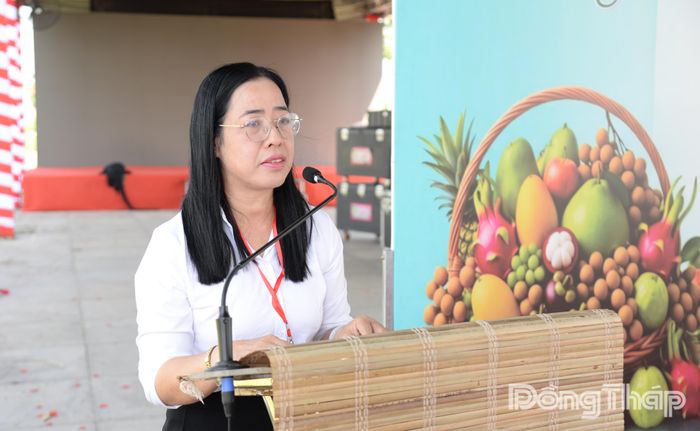 Đồng chí Nguyễn Thị Hồng Phượng phát biểu khai mạc hội thi.