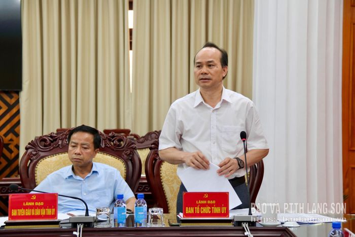 Lãnh đạo Ban Tổ chức Tỉnh ủy phát biểu tại buổi làm việc