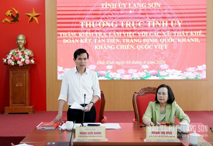 Đồng chí Hoàng Quốc Khánh, Ủy viên Trung ương Đảng, Bí thư Tỉnh ủy phát biểu tại buổi làm việc