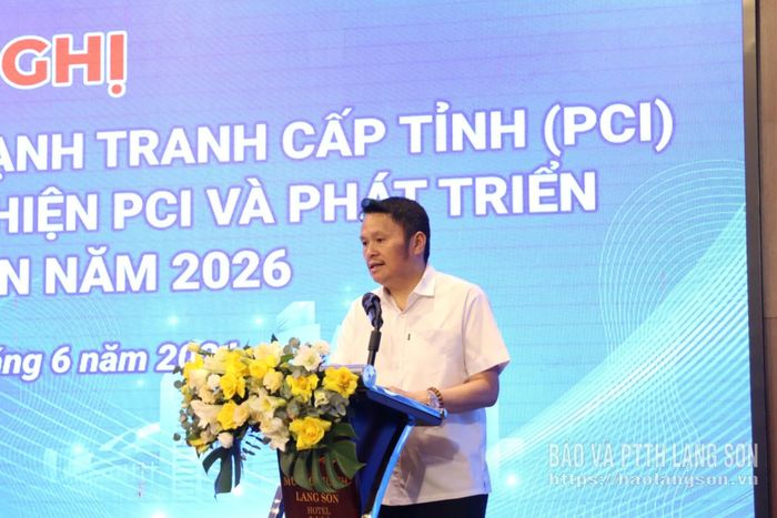 Lãnh đạo Hiệp hội Doanh nghiệp tỉnh Lạng Sơn phát biểu tham luận tại hội nghị