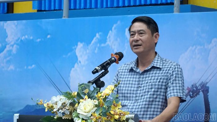 Ông Nguyễn Thái Hòa - Phó Giám đốc Sở Văn hóa, Thể thao và Du lịch tỉnh Lào Cai phát biểu khai mạc.