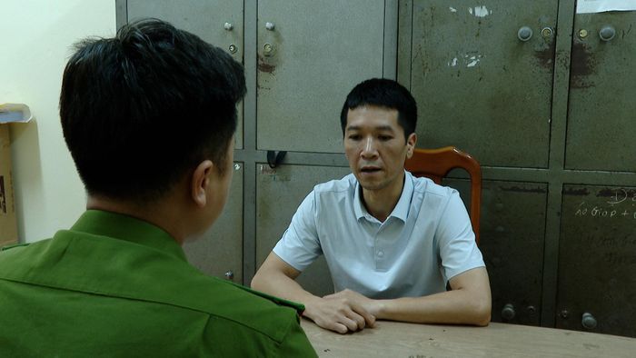 Đối tượng Vũ Duy Hưng tại cơ quan Công an.