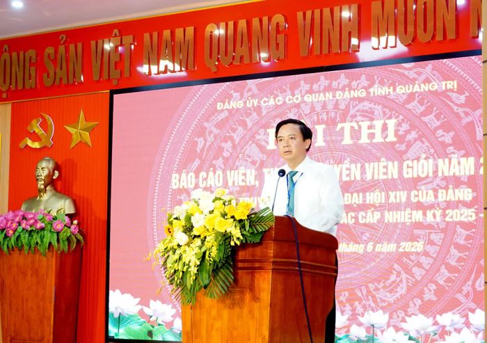 Đại diện lãnh đạo Đảng ủy các cơ quan Đảng tỉnh phát biểu bế mạc tại hội thi - Ảnh: H.Tr