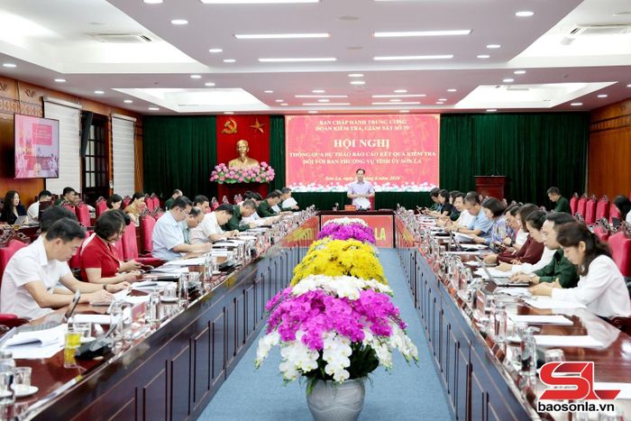 Các đại biểu dự hội nghị tại điểm cầu tỉnh Sơn La.
