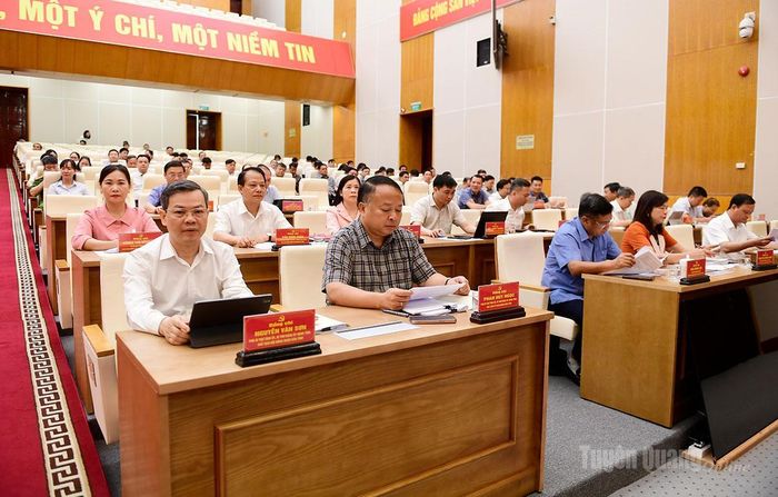 Đại biểu dự hội nghị tại điểm cầu Trung tâm Hội nghị tỉnh. Ảnh: Quốc Việt