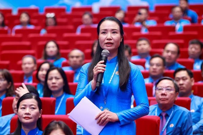 Đại biểu Nguyễn Thị Thanh, Chủ tịch Công đoàn phường Ba Đình, LĐLĐ Hà Nội. Ảnh: VGP/Nhật Bắc.