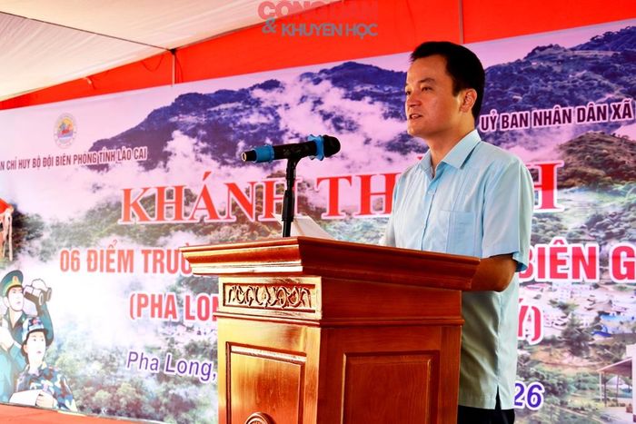 Phó Chủ tịch UBND tỉnh Lào Cai Giàng Quốc Hưng phát biểu tại Lễ khánh thành. Ảnh: Quốc Hồng