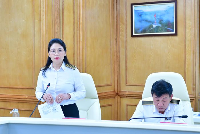 Phó Bí thư Đảng ủy, Phó Tổng Kiểm toán nhà nước Hà Thị Mỹ Dung phát biểu tại Hội nghị. Ảnh: M. Thúy