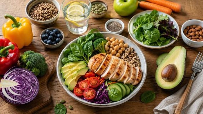 Bữa ăn giàu rau xanh, chất xơ và thực phẩm nguyên chất giúp hỗ trợ sức khỏe đường ruột và quá trình chuyển hóa hormone của cơ thể